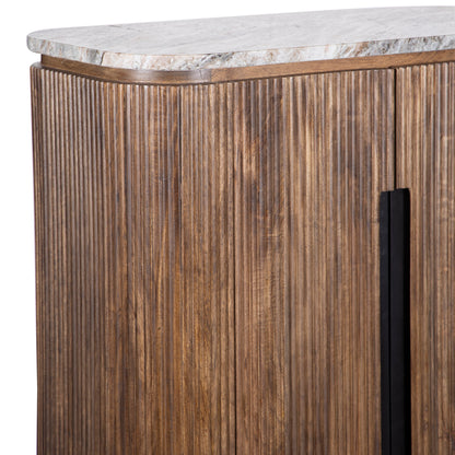 Buffet haut 2 portes plateau marbre | Manguier Kfir III