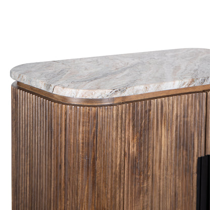 Buffet haut 2 portes plateau marbre | Manguier Kfir III