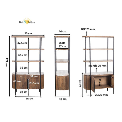 Étagère 2 portes plateau marbre | Manguier Kfir III
