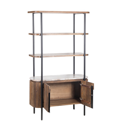 Étagère 2 portes plateau marbre | Manguier Kfir III