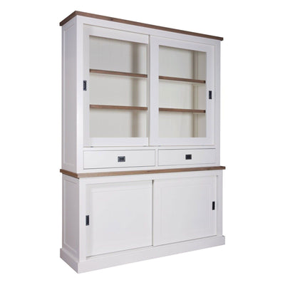 Vitrine 2x2 portes 2-tiroirs "Chêne et Pin Chic"