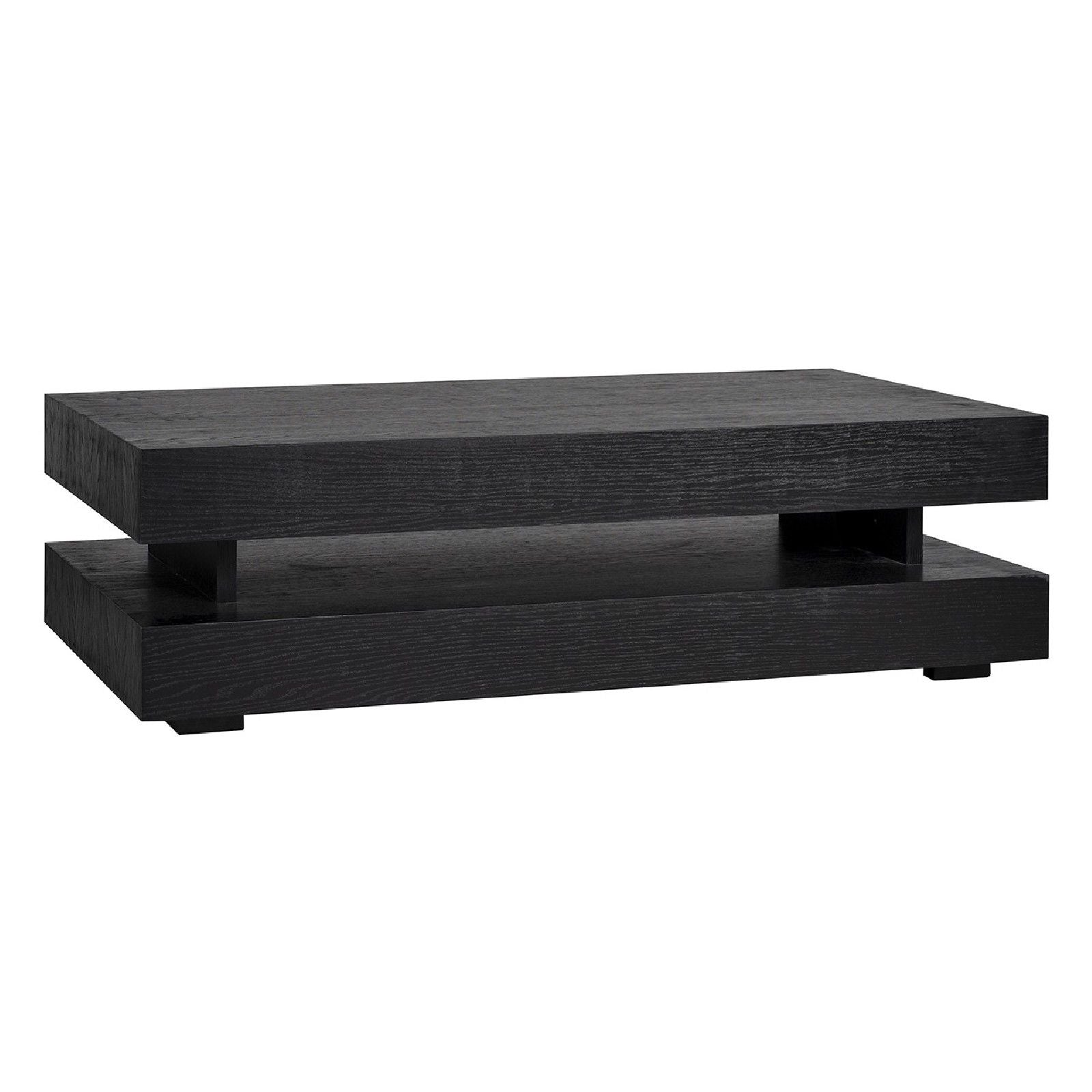 Table basse rectangulaire noir Blok H "Chêne Oakura"