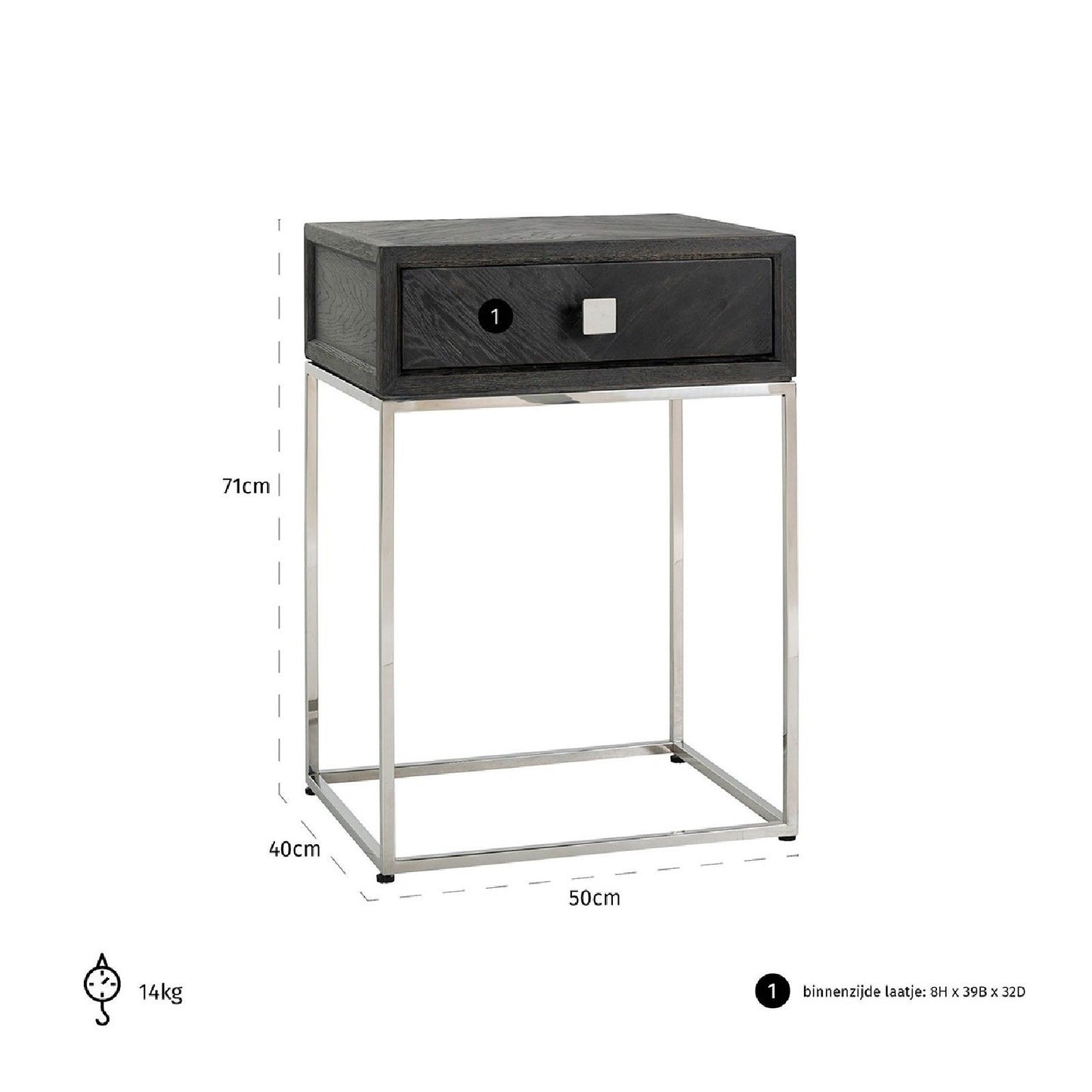 Chevet Blackbone silver 1-tiroir