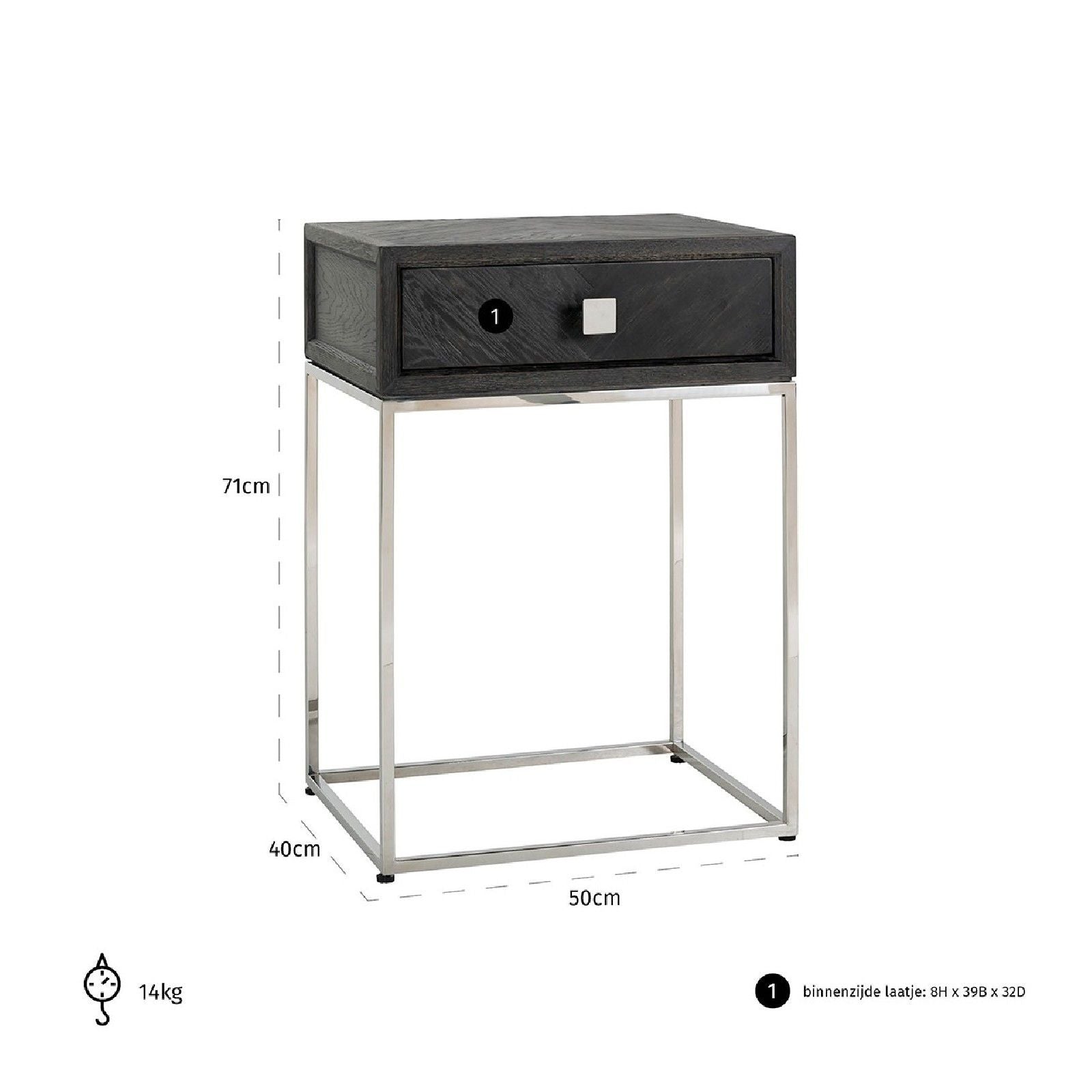 Chevet Blackbone silver 1-tiroir