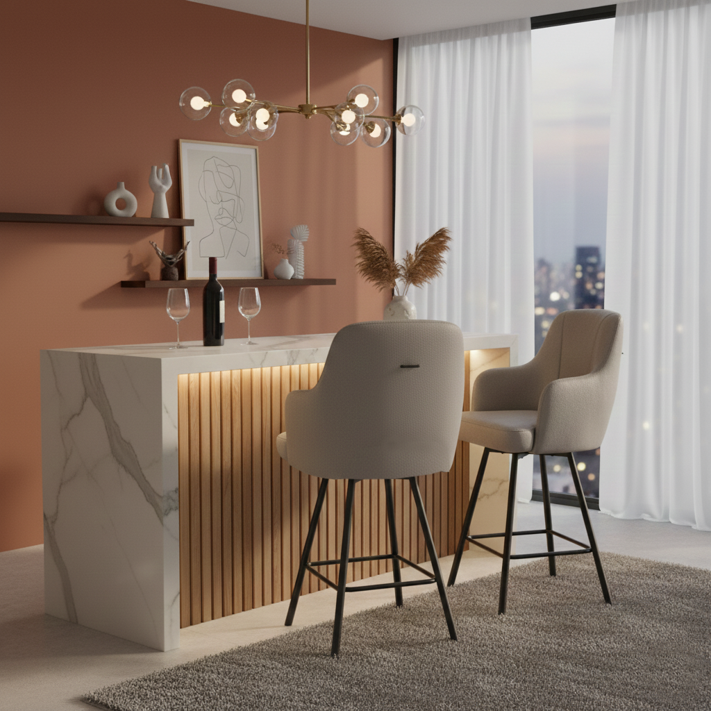 Chaise de bar gris clair | Eran