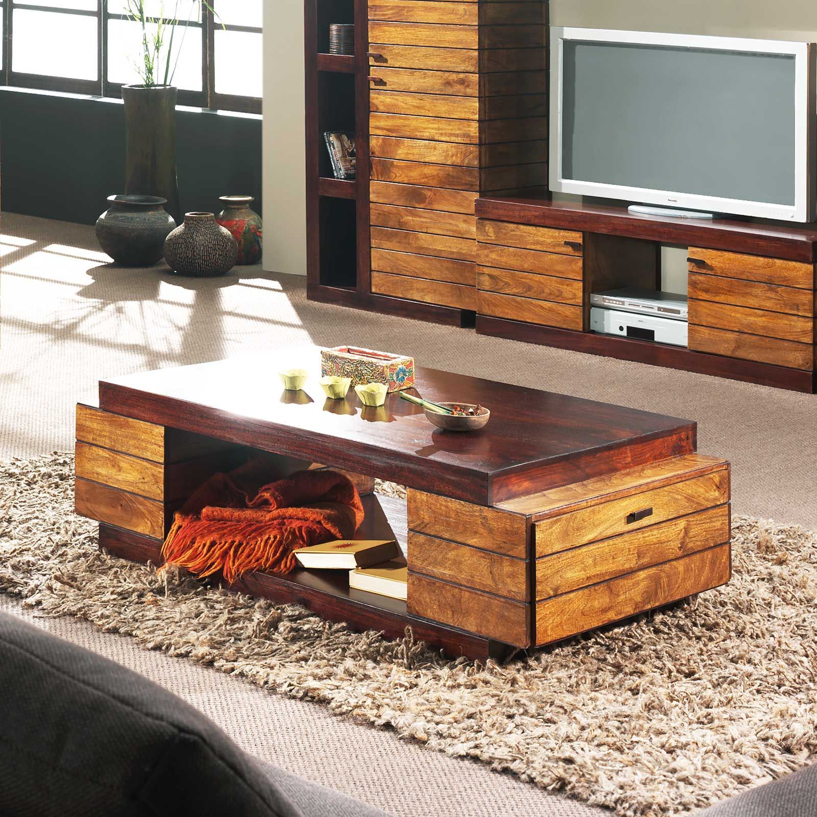 Table basse rectangulaire bois bicolore | Manguier Herods
