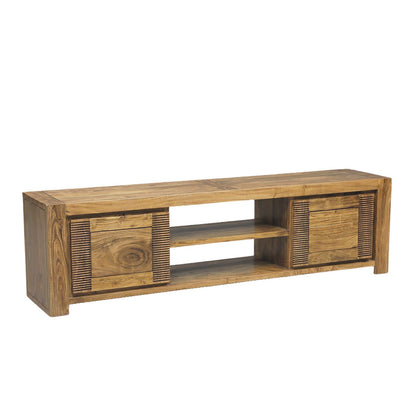 Mueble de TV de madera acanalada de dos piezas | Acacia Verona