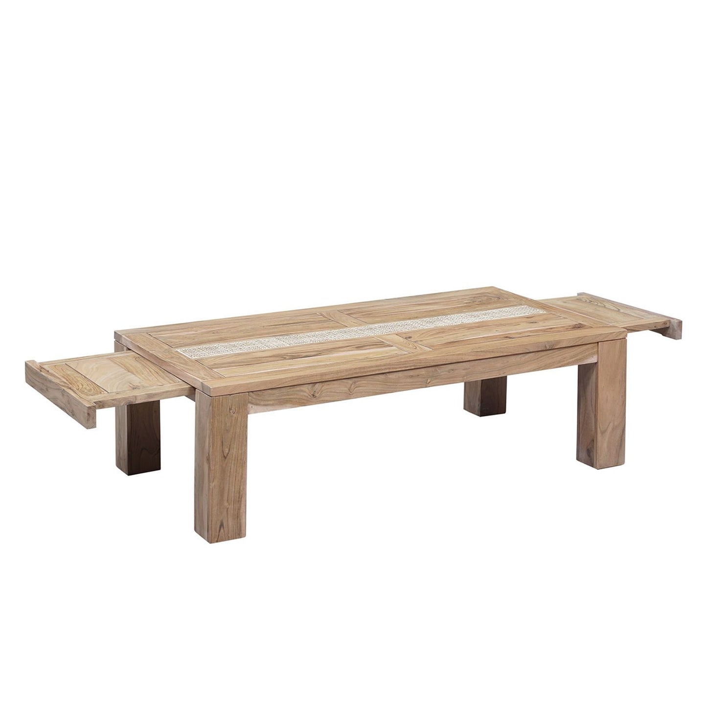 Table basse rectangulaire extensible plateau cannage | Acacia Tatoo II