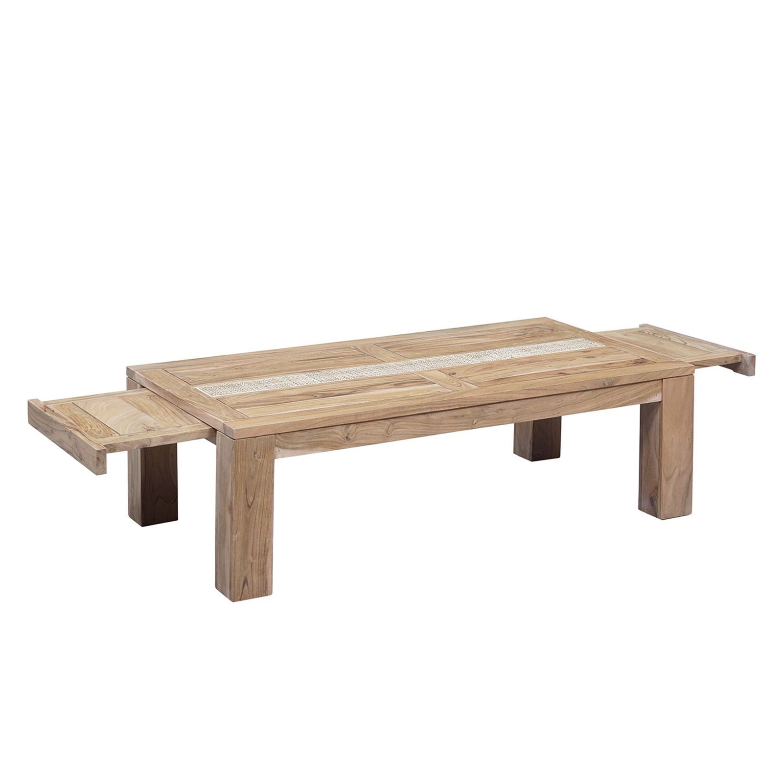 Table basse rectangulaire extensible plateau cannage | Acacia Tatoo II
