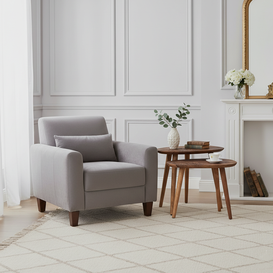 Set 2 tables d'appoint plateau sculpté bois massif | Acacia Adir
