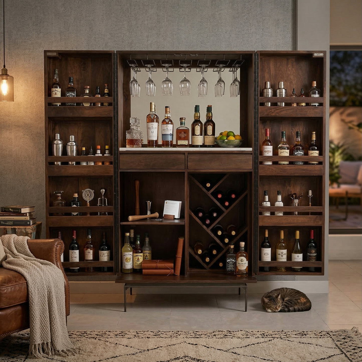 Mueble bar contemporáneo con 2 puertas