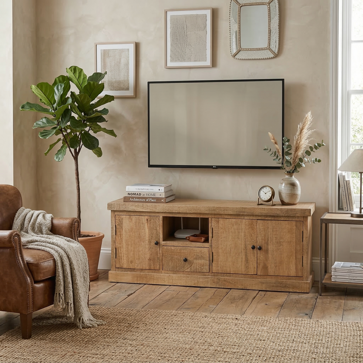 Meuble TV 3P 1T 1N | Bois de manguier | Scandinaves