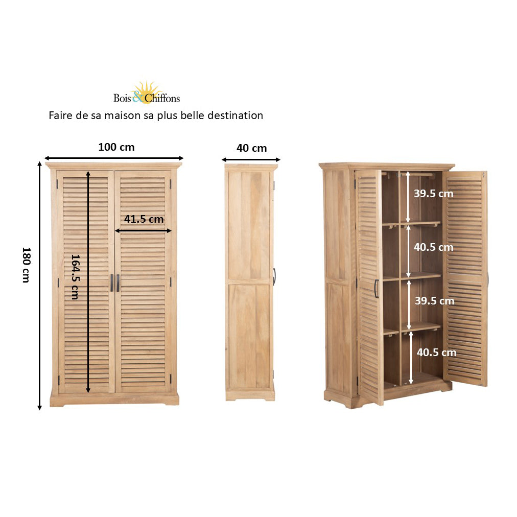 Armoire à 2 portes bois massif en manguier – Paran