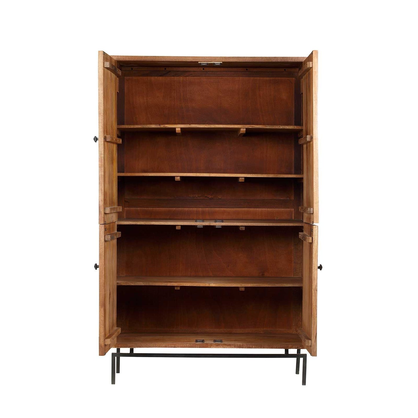 Armoire sculptée 4 portes en bois massif manguier - Sculture