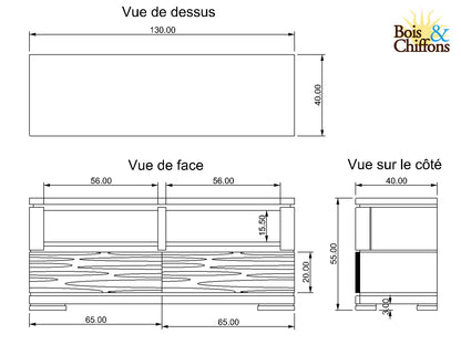 Meuble TV bois sculpté bicolore 130 2T | Acacia Maya