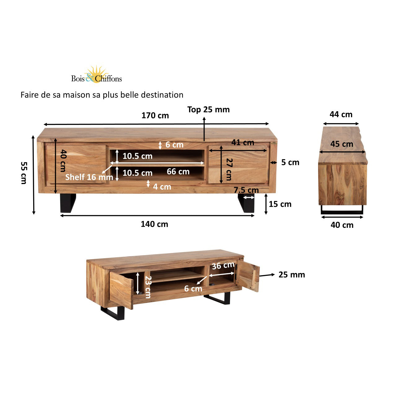Móvel de TV de 2 portas | Acacia Bunting