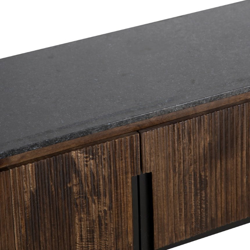 Meuble TV plateau marbre noir | Manguier Kfir