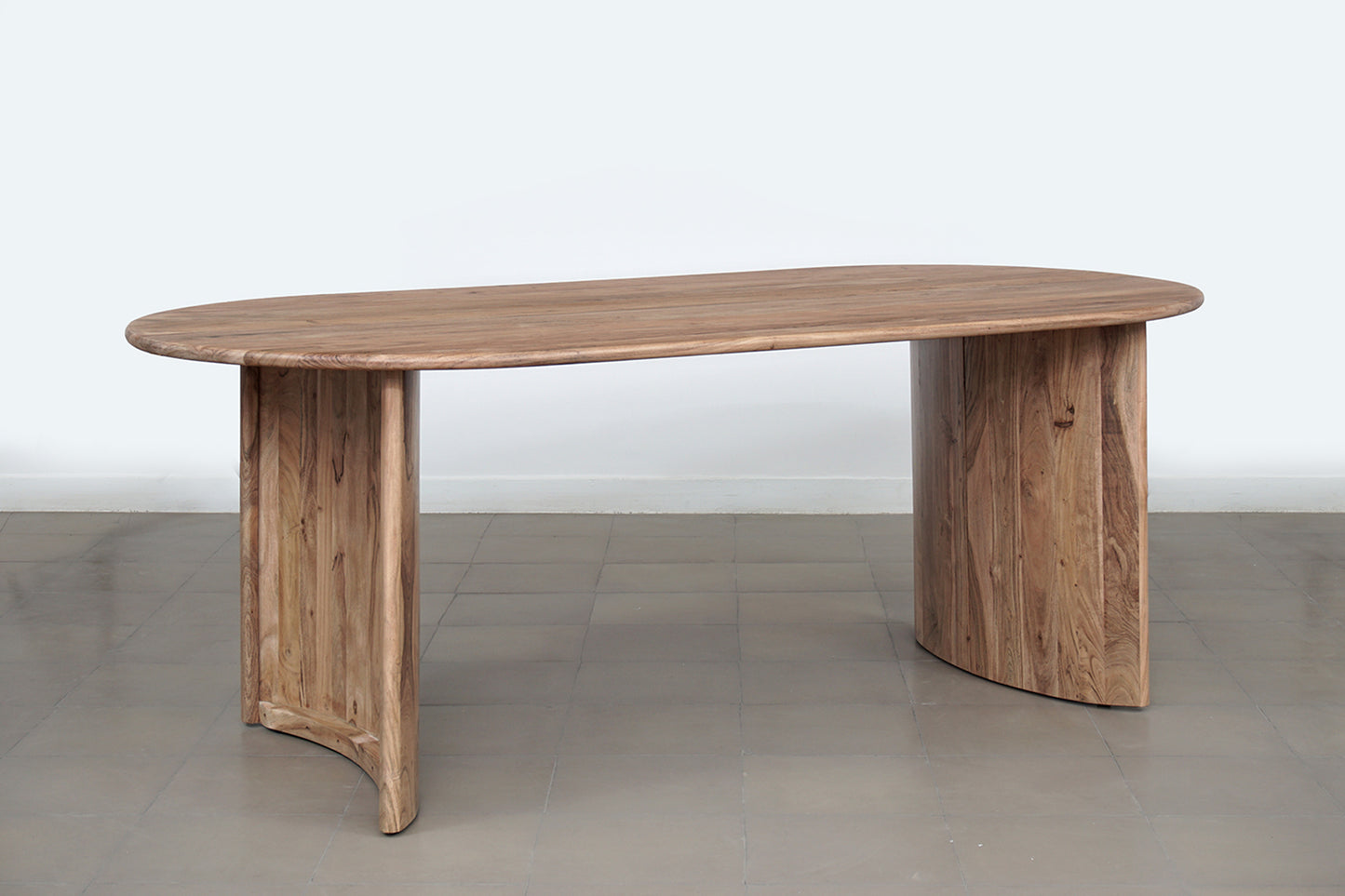Table à manger bord arrondi | Acacia Ellipse Naturel