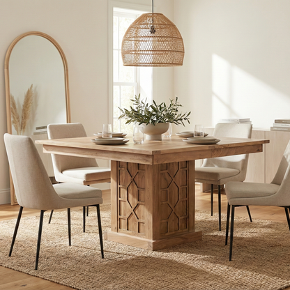 Table à manger carrée 130 cm avec rallonge | Acacia Punjab-II