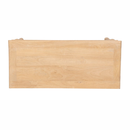 Console Boston en bois de manguier avec lampe et décorations