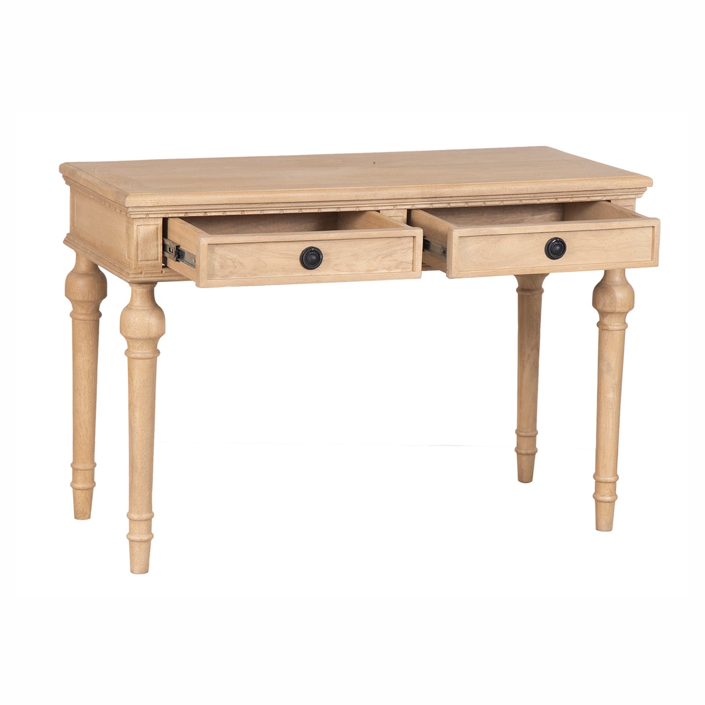 Vue latérale de la console Boston en bois de manguier