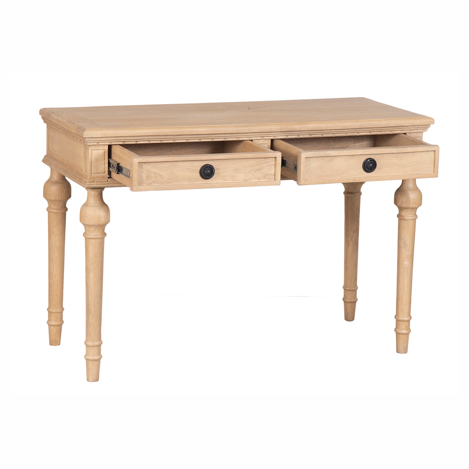 Vue latérale de la console Boston en bois de manguier