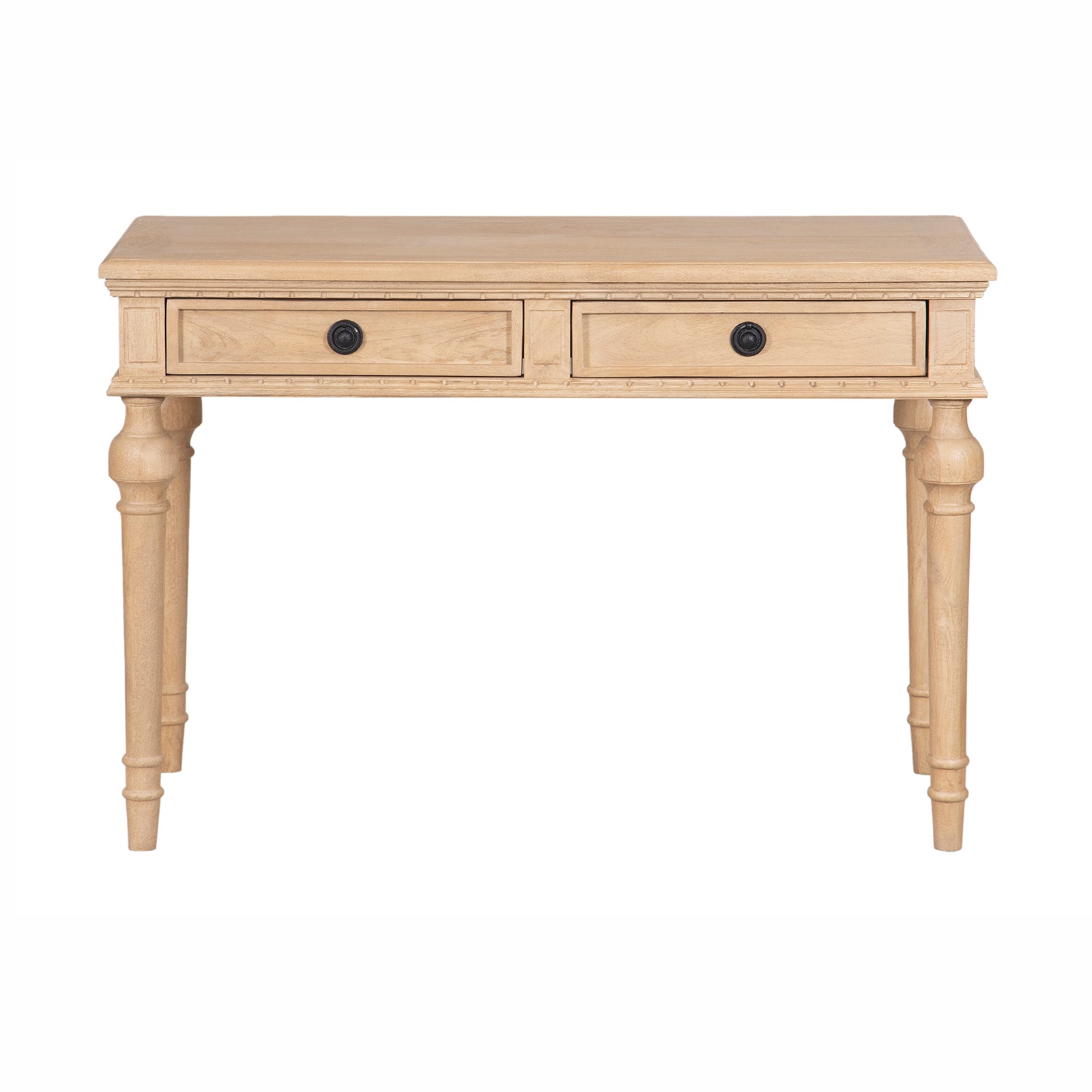 Détail du tiroir de la console Boston avec boutons en métal