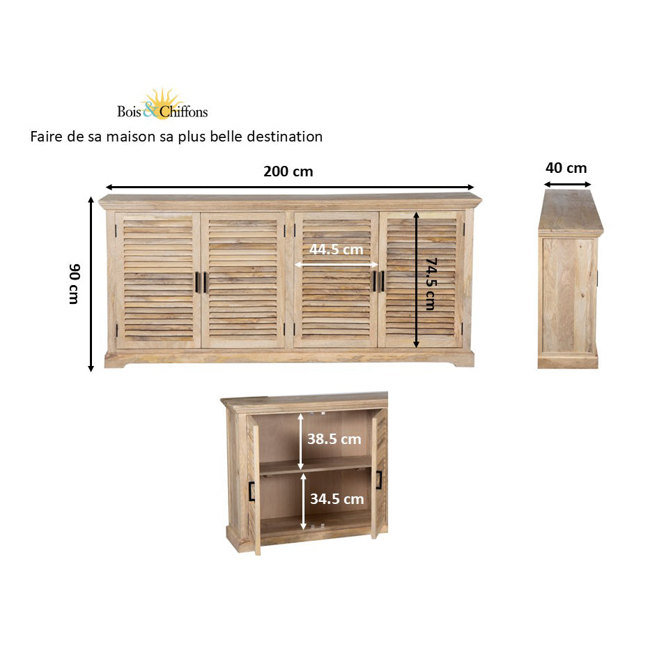 Buffet à 4 portes | Bois de manguier | Paran II