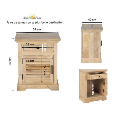 Chevet 1T 1P gauche | Bois de Manguier | Paran II