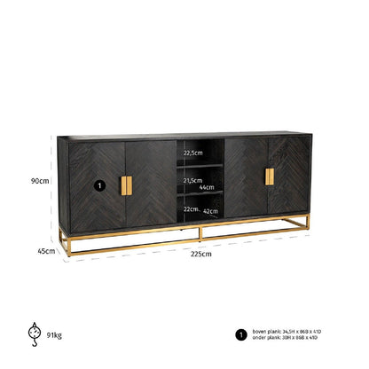 Aparador Blackbone Gold 4 portas + espaço aberto