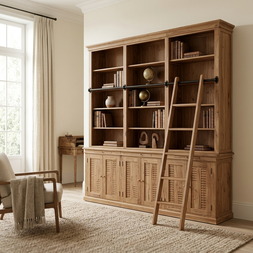 Librería de escalera H235 de acacia maciza | Pleiade IV