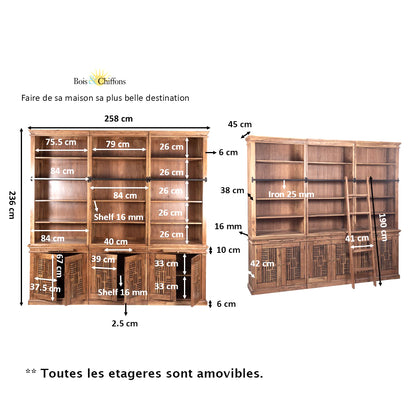 Librería de escalera H235 de acacia maciza | Pleiade IV