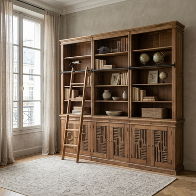 Bibliothèque échelle H235 en acacia massif - Pleiade IV