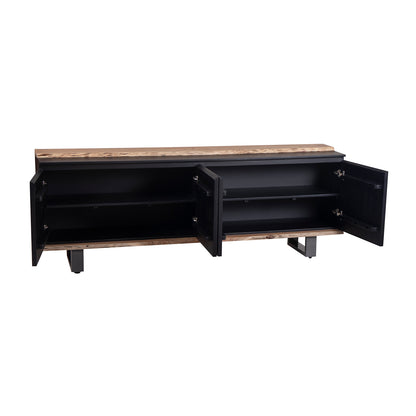 Buffet 4 portes en bois massif acacia - Black