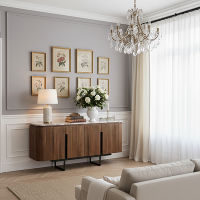 Buffet 4 portes plateau marbre | Manguier Kfir II