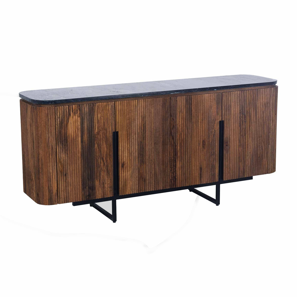 Buffet bois 4P plateau marbre noir | Manguier Kfir