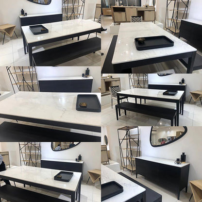 Aparador de madeira com tampo de mármore branco, 3T | Amsterdam Mango