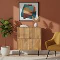 Buffet haut bois sculpté motif géométrique 4P | Manguier Maglan II
