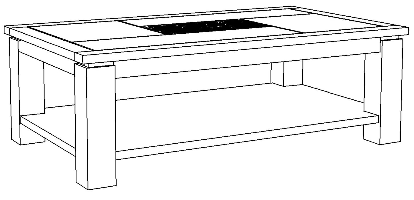Table basse rectangulaire bois sculpté bicolore "Acacia Maya"