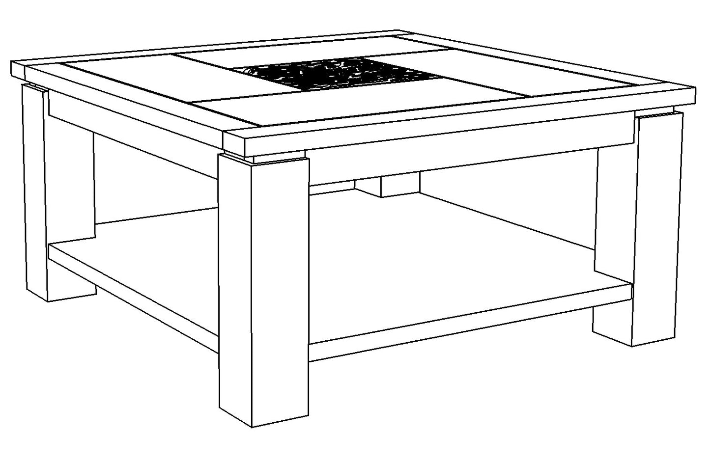 Table basse carrée bois sculpté bicolore "Acacia Maya"