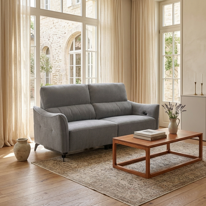 Sofá de 3 plazas con 2 sillones reclinables | Gris Chicago