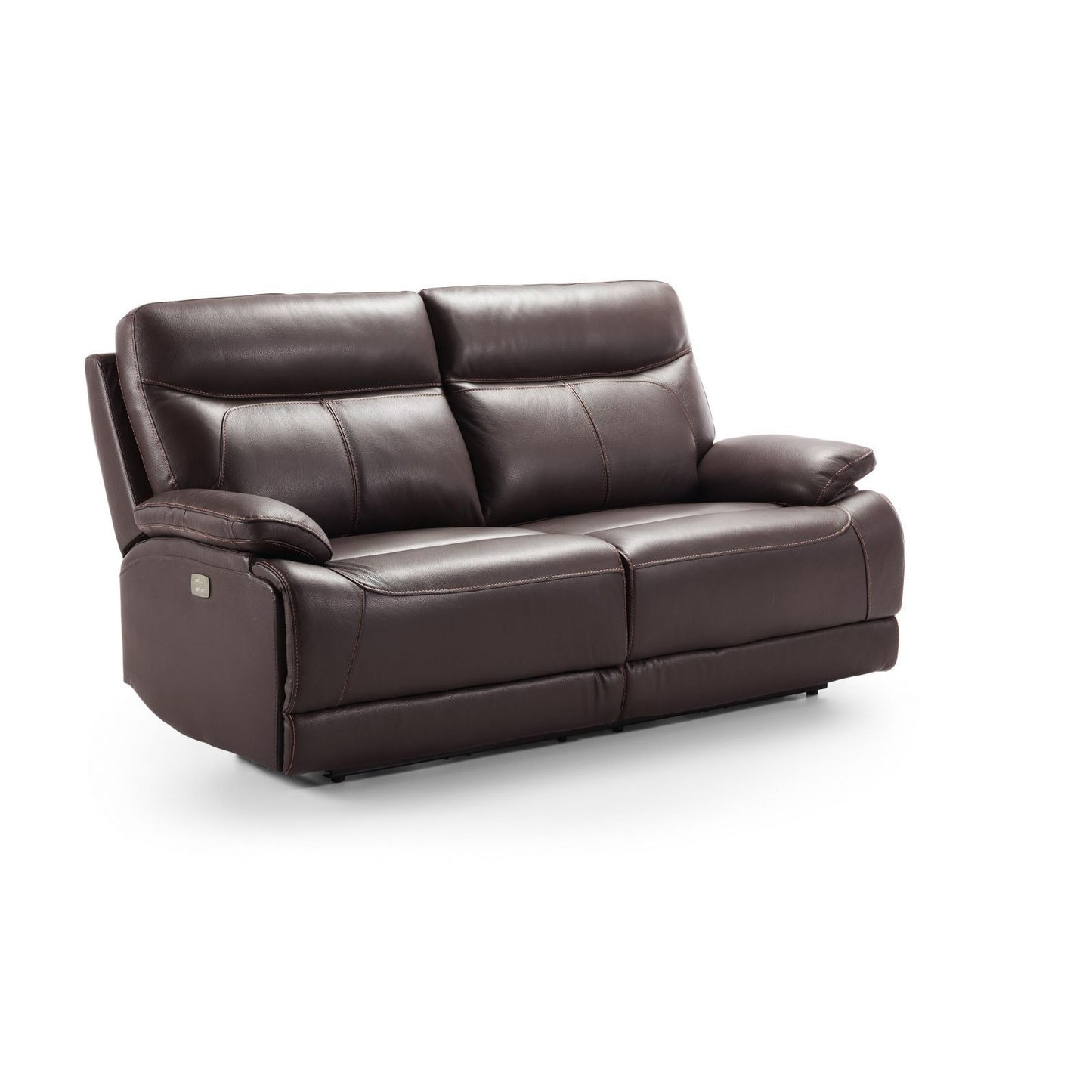 Sofá de piel de 3 plazas, 2 sillones reclinables eléctricos Bilbao Chocolate