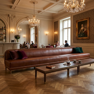 Canapé grande cuir - Cognac