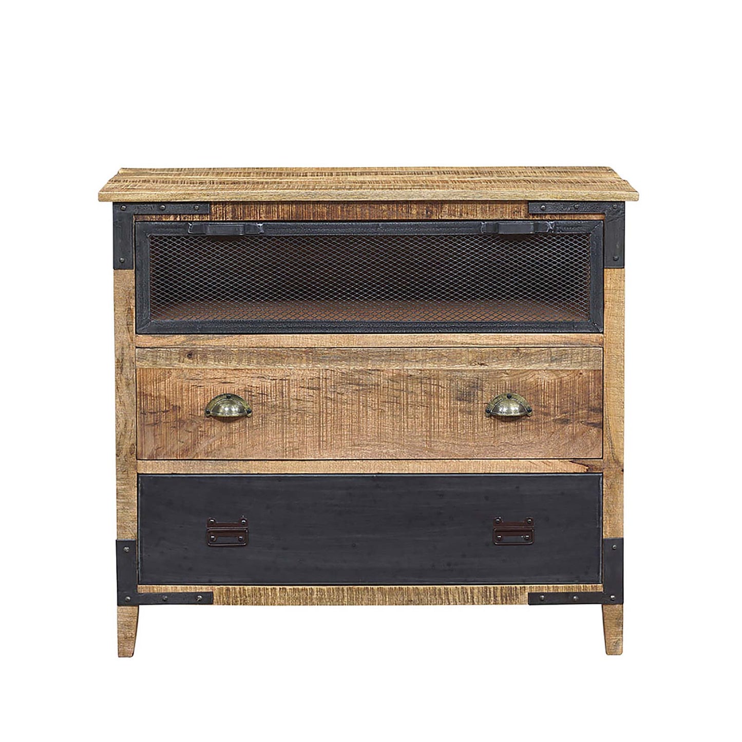 Commode 3 Tiroirs bois brut et métal | Manguier Farm