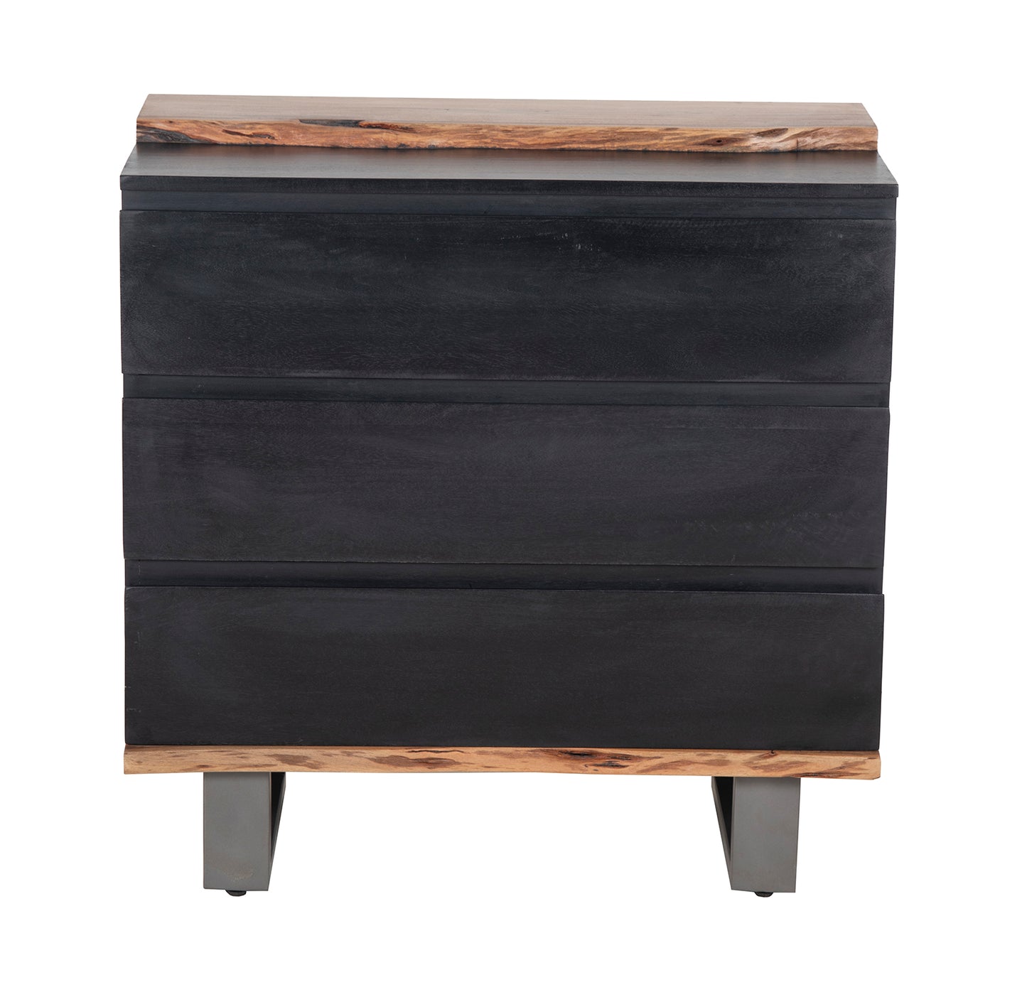Commode 3 tiroirs en bois massif acacia - Black
