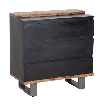 Commode 3 tiroirs en bois massif acacia - Black