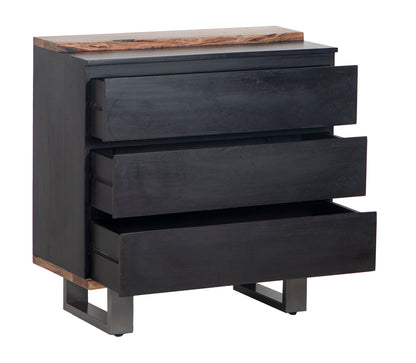 Commode 3 tiroirs en bois massif acacia - Black