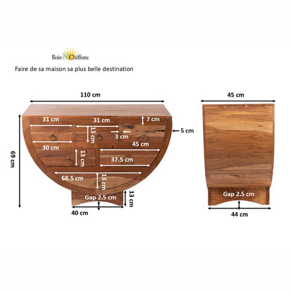Commode 6 tiroirs en acacia massif | Moon III