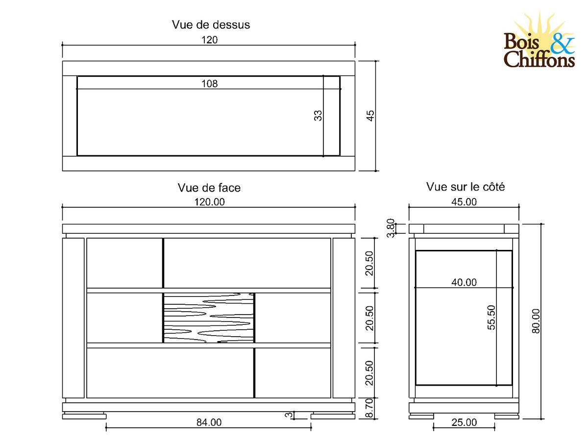 Commode bois sculpté bicolore | Acacia Maya