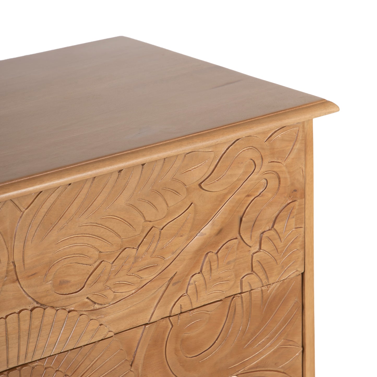 Commode sculptée 3 tiroirs en bois massif manguier - Avrona